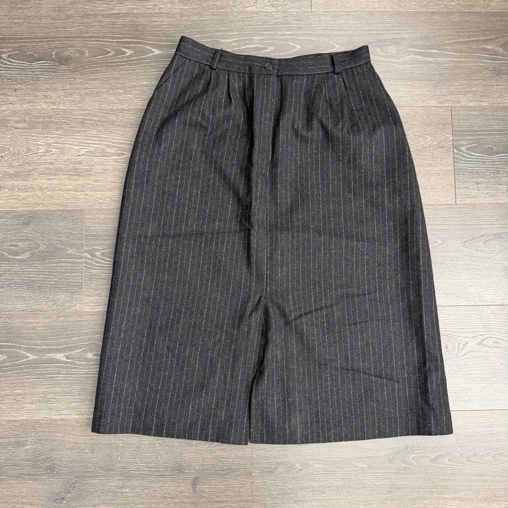 Jack‎ Winter Wool Blend Academia Garconne Pinstriped Skirt Size 14 Gothic Grunge